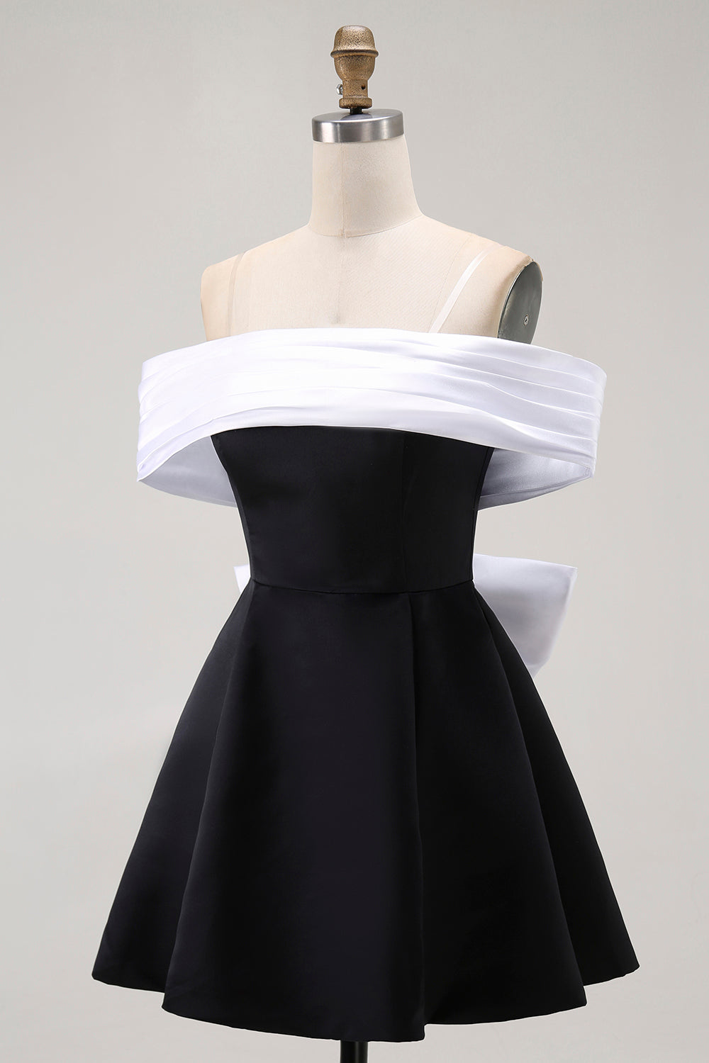 Black A-Line Off The Shoulder Short Homecoming Dress with Bow