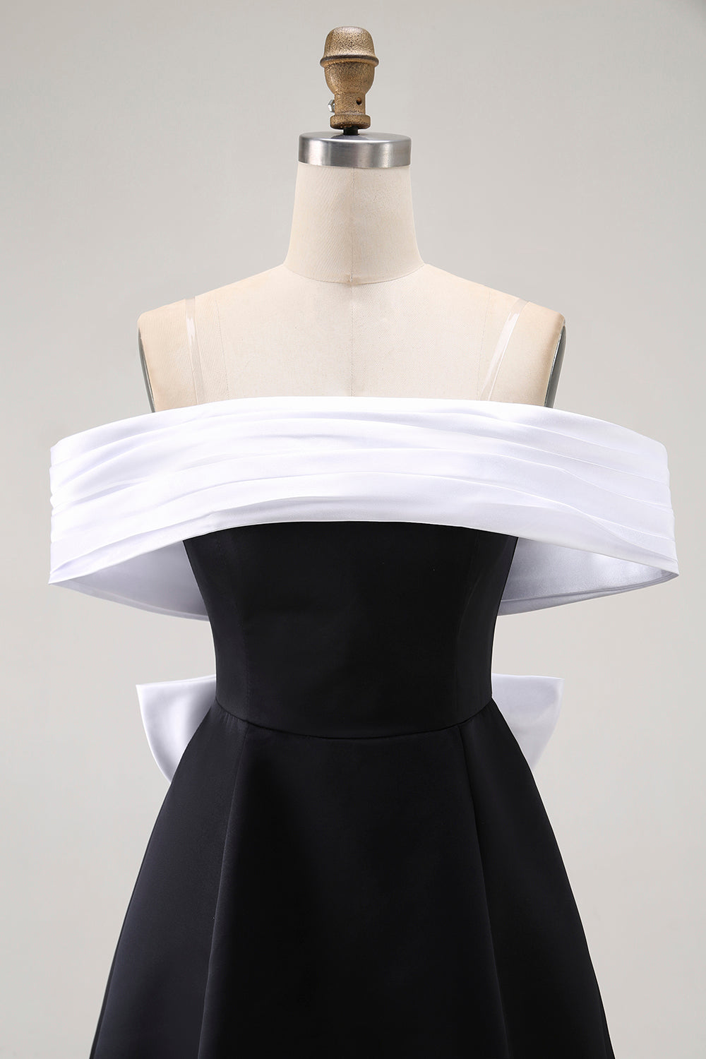 Black A-Line Off The Shoulder Short Homecoming Dress with Bow