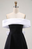 Black A-Line Off The Shoulder Short Homecoming Dress with Bow