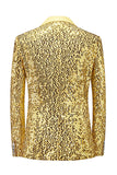 Sparkly Golden Notched Lapel Sequins 2 Piece Prom Suits