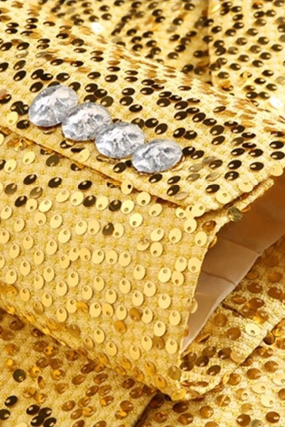 Sparkly Golden Notched Lapel Sequins 2 Piece Prom Suits