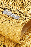 Sparkly Golden Notched Lapel Sequins 2 Piece Prom Suits
