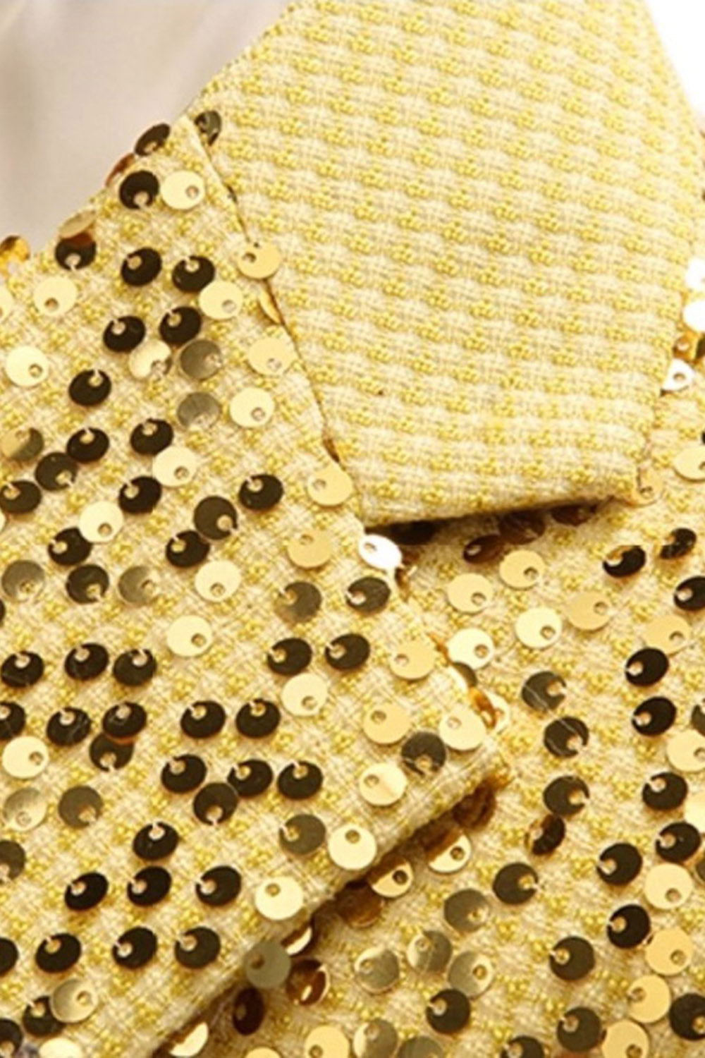 Sparkly Golden Notched Lapel Sequins 2 Piece Prom Suits