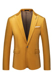 Yellow Peak Lapel One Button Prom Blazer