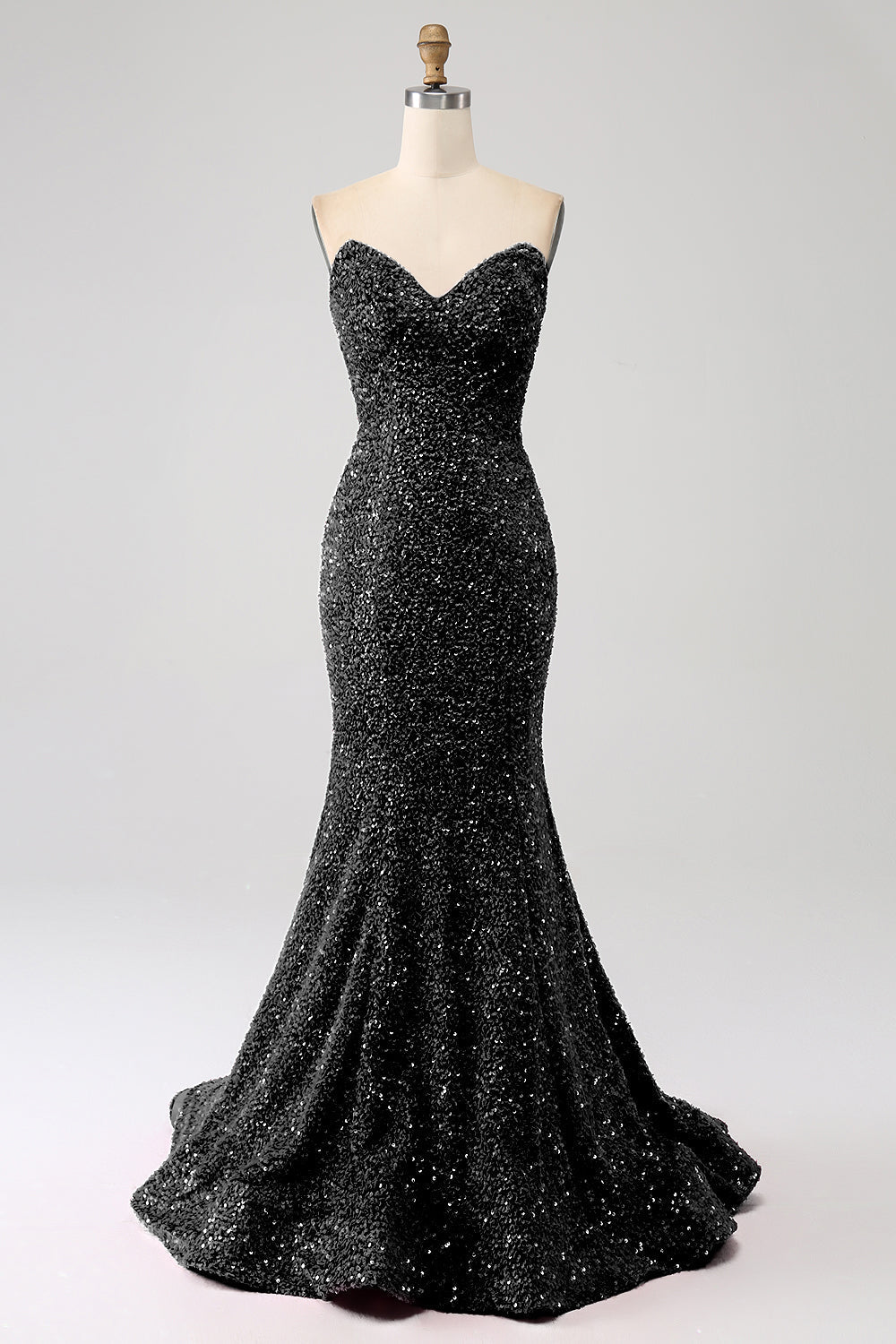 Golden Mermaid Sweetheart Sweep Train Formal Dress With Sequins