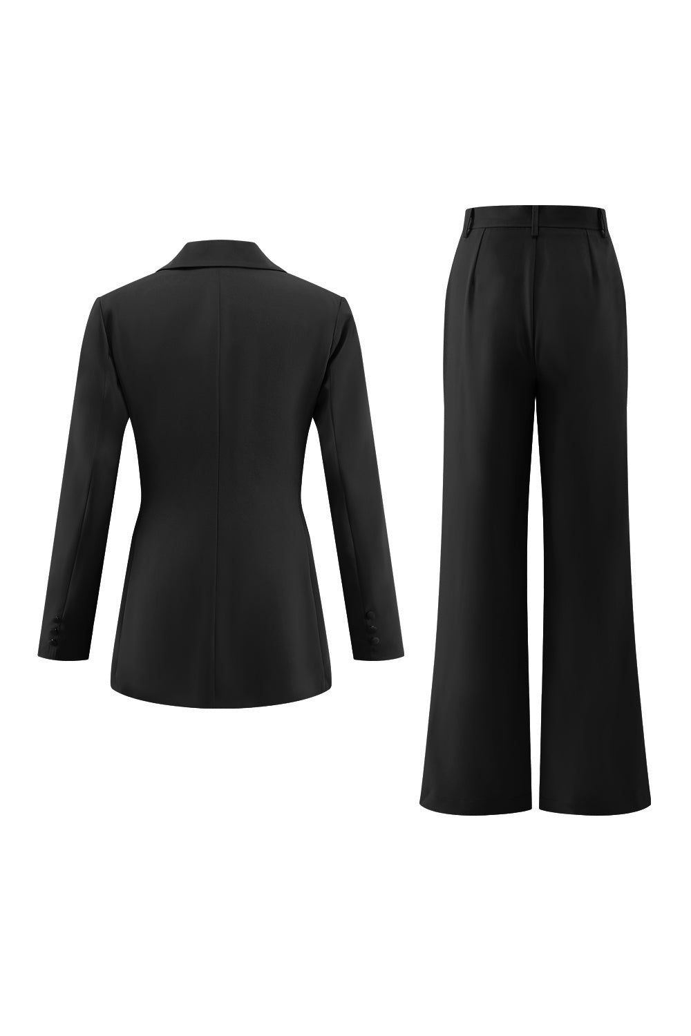 Black Notched Lapel 2 Piece Women's Work Suits with Pockets