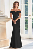 Black Off the Shoulder Sheath Mother of the Bride Dress with Appliques