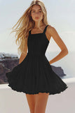 Black A Line Short Pleated Short Cocktail Dress