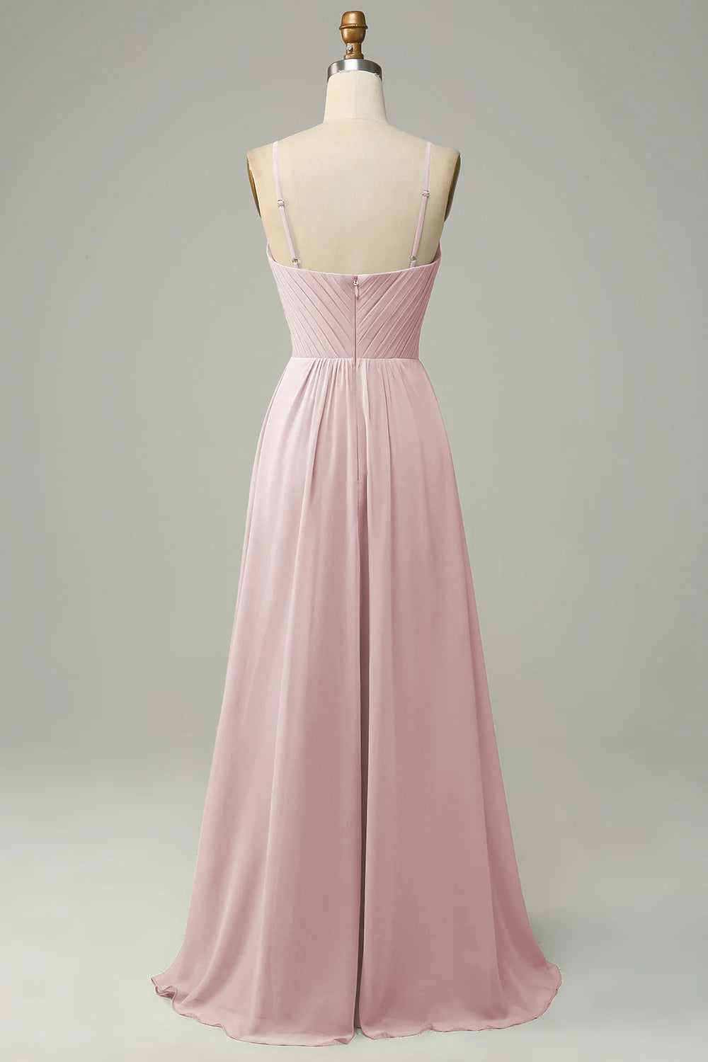 Spaghetti Straps Sleeveless Dusty Sage Bridesmaid Dress