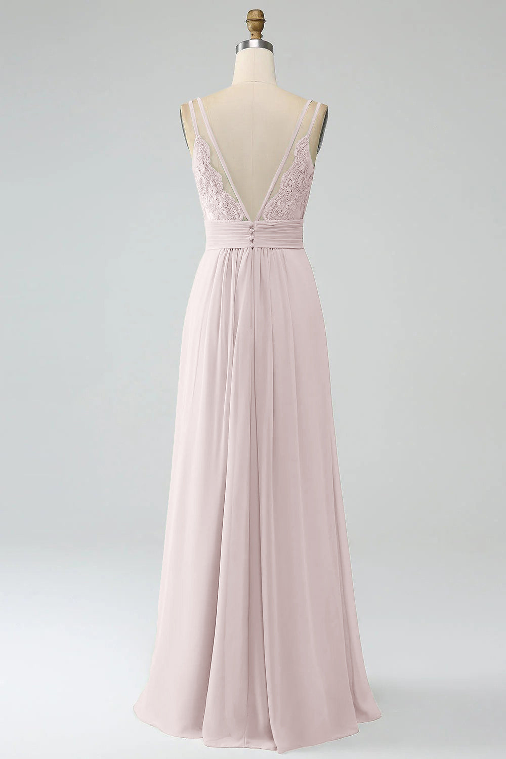 Dusty Sage A-Line Spaghetti Straps Pleated Chiffon Long Bridesmaid Dress