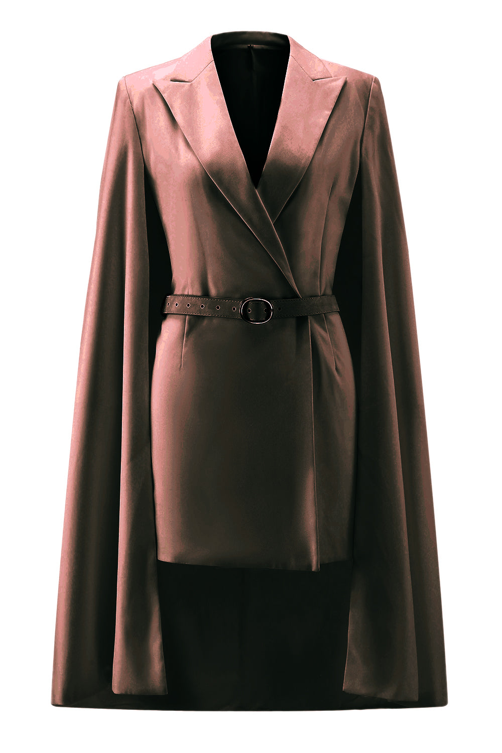 White Satin Bodycon Peak Lapel Mini Work Dress with Cape