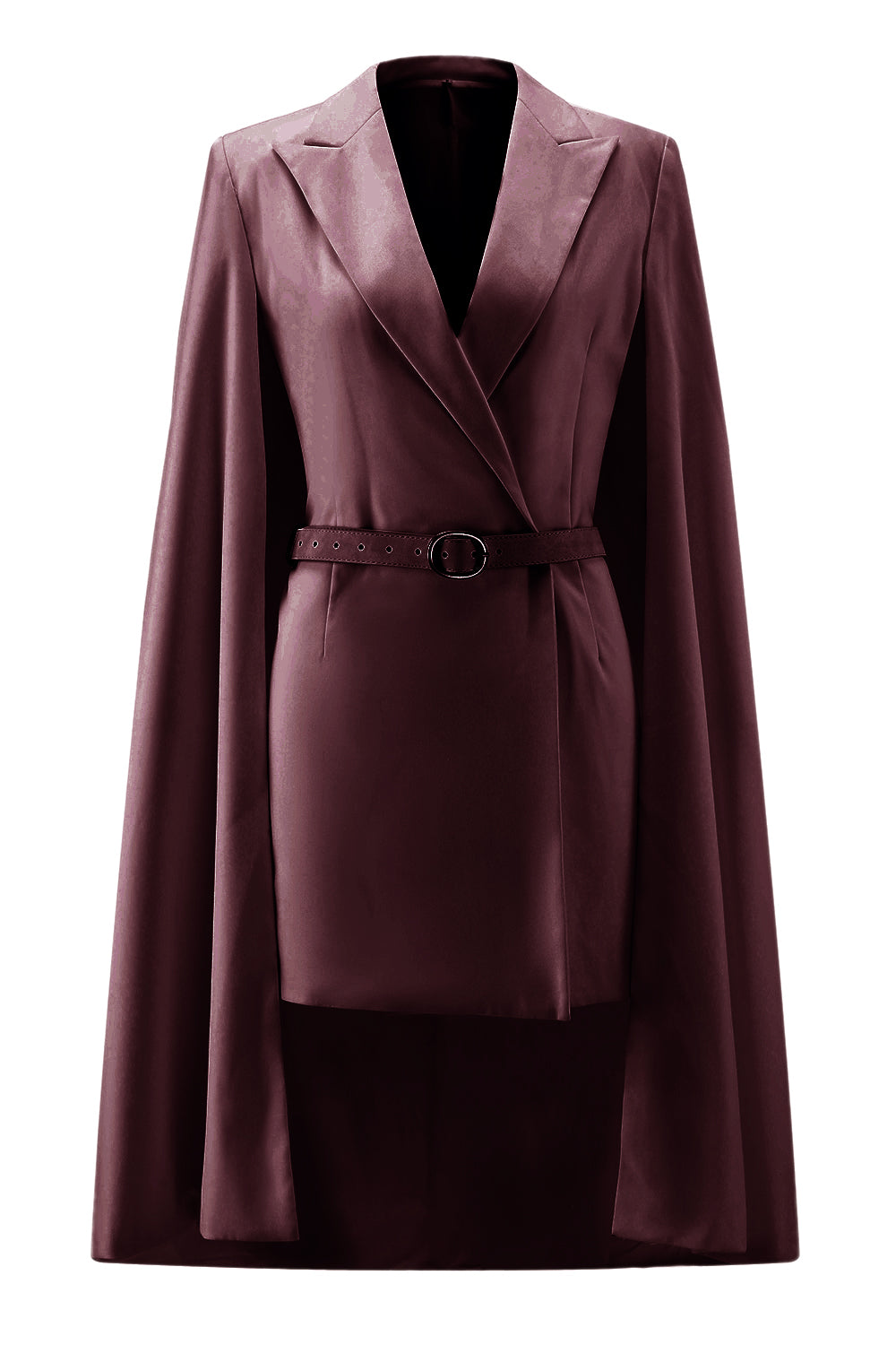 White Satin Bodycon Peak Lapel Mini Work Dress with Cape