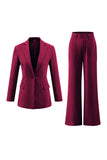Black Notched Lapel 2 Piece Women's Work Suits with Pockets