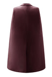 White Satin Bodycon Peak Lapel Mini Work Dress with Cape