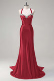 Sparkly Dusty Blue Mermaid Sweetheart Corset Formal Dress