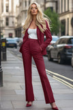 Fuchsia Long Sleeves 2 Piece Work Suits with Pockets
