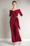 Burgundy Mermaid Strapless Mother of The Bride Dress