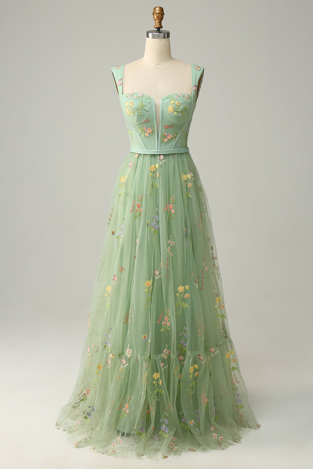 Champagne A-Line Embroidery Formal Dress