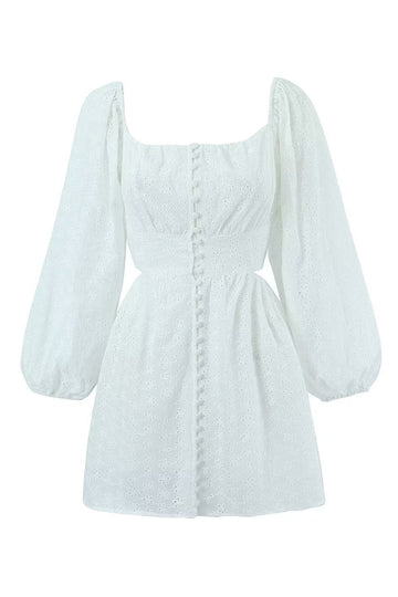 White Long Sleeves Short Little Graduation Dress