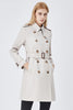 Load image into Gallery viewer, Khaki Double Breasted Long Slim Fit Trench Coat with Belt