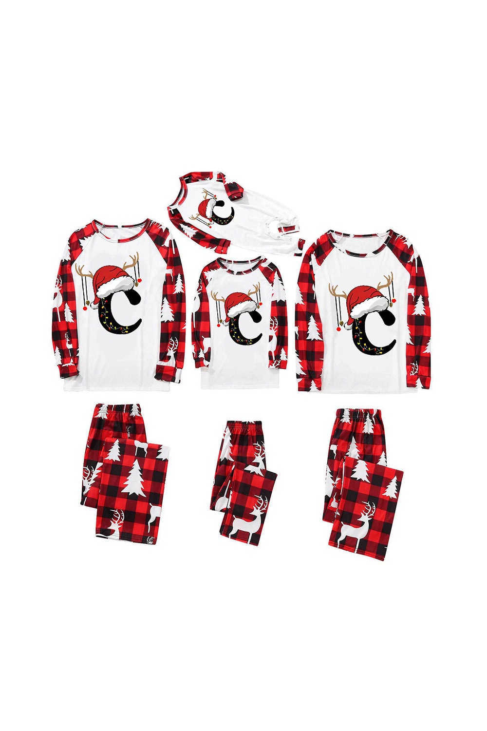 Red and White Christmas Printed Family Matching Pajamas Set