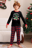 Black Red Family Matching Pajamas Adult Kids Baby Tops and Plaid Pants Christmas Pajamas Set