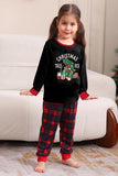 Black Red Family Matching Pajamas Adult Kids Baby Tops and Plaid Pants Christmas Pajamas Set