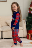 Red Navy Long Sleeves Plaid Pants Christmas Family Matching Pajamas
