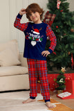 Red Navy Long Sleeves Plaid Pants Christmas Family Matching Pajamas