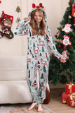 Grey One Piece Christmas Pattern Matching Family Pajamas