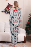 Grey One Piece Christmas Pattern Matching Family Pajamas