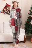 Grey Red One Piece Snowflake Printed Christmas Family Matching Pajamas
