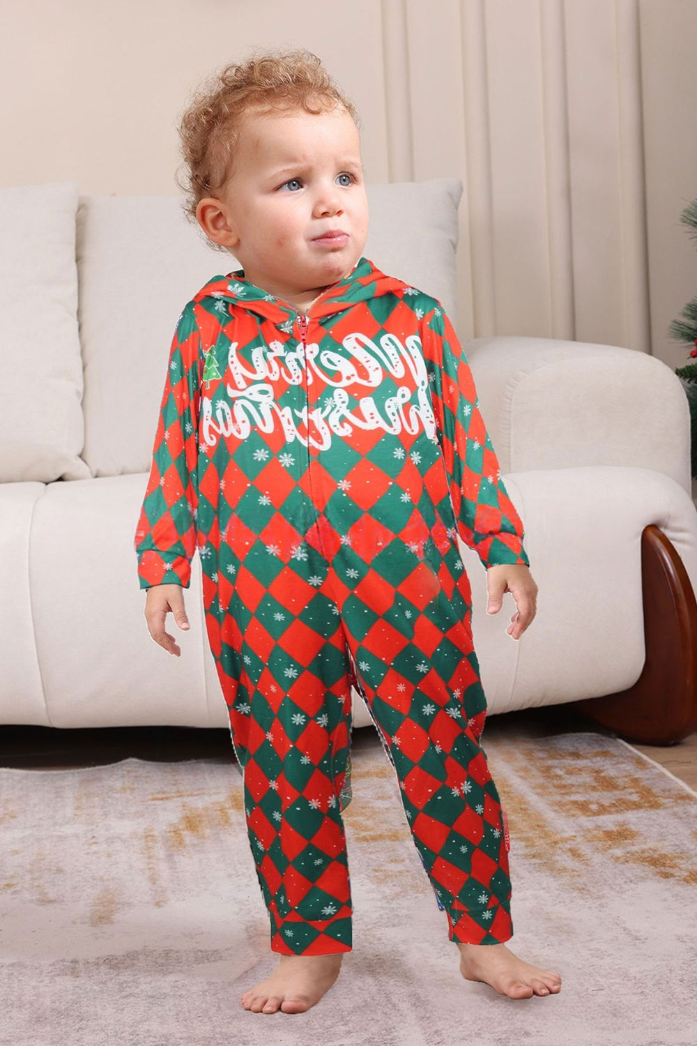 Green Red One Piece Snowflake Plaid Christmas Family Matching Pajamas