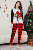 Black Red Santa Printed Plaid Pants Christmas Family Matching Pajamas