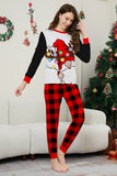 Black Red Santa Printed Plaid Pants Christmas Family Matching Pajamas