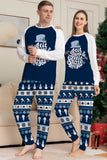 Dark Blue Snowflake Printed Long Sleeves Christmas Family Matching Pajamas