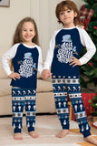 Dark Blue Snowflake Printed Long Sleeves Christmas Family Matching Pajamas