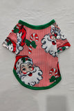 Red Striped Long Sleeves Santa Printed Christmas Family Matching Pajamas