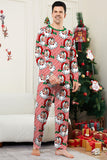 Red Striped Long Sleeves Santa Printed Christmas Family Matching Pajamas