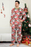 Red Striped Long Sleeves Santa Printed Christmas Family Matching Pajamas