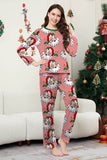 Red Striped Long Sleeves Santa Printed Christmas Family Matching Pajamas