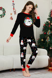 Black Long Sleeves Pear Pattern Printed Christmas Family Matching Pajamas