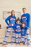 Blue Merry Christmas Printed Long Sleeves Family Matching Pajamas