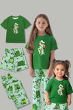Green Frog Printed Short Sleeves Matching Family Pajamas