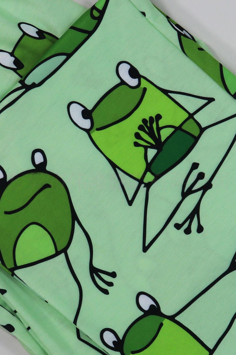 Green Frog Printed Short Sleeves Matching Family Pajamas