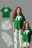 Dark Green Printed Short Sleeves Matching Family Pajamas