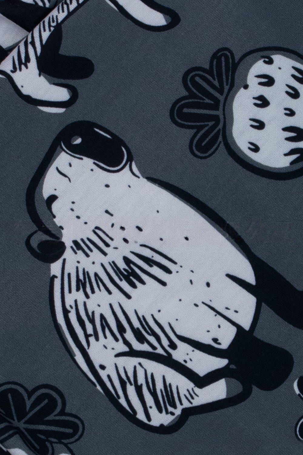 Dark Grey Animal Printed Short Sleeves Family Matching Pajamas