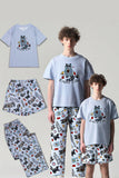 Grey Printed Short Sleeves Family Matching Pajamas
