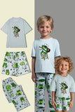Light Green Cute Animal Printed Short Sleeves Matching Family Pajamas