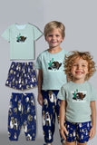 Light Green Animal Printed Short Sleeves Matching Family Pajamas